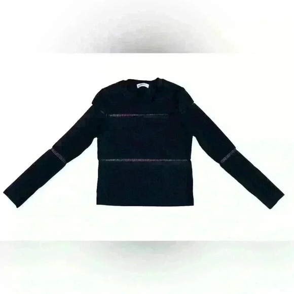 Zara Women’s Premium Denim Collection Knit Mesh Cut Out Sweater Black Size S - Picture 2 of 9